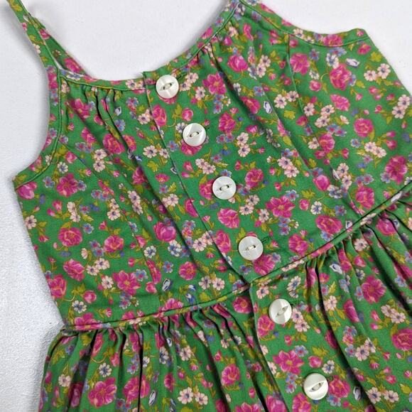 Ralph Lauren Sundress Girls Sz 2T Green Floral Strappy Rose Girly Preppy - Picture 2 of 4